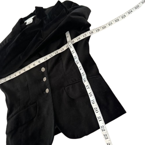 George Women's 4 Black Velvet Cotton Collared Sleeved Classic Blazer Jacket Top - Picture 12 of 15